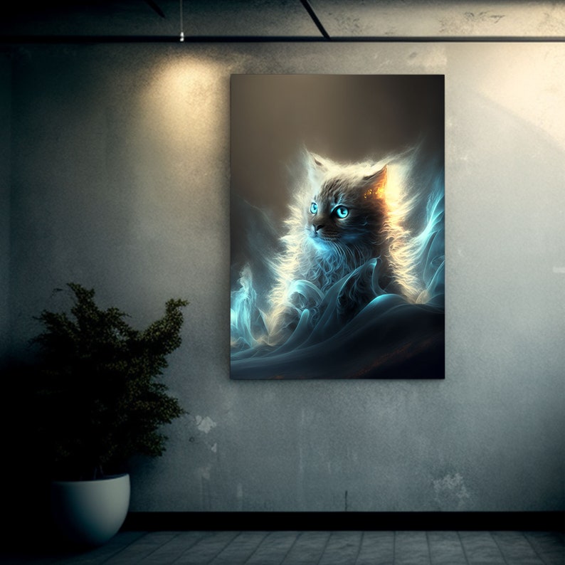 Abstract Cat Art Print - Modern Wall Decor, Unique Gift for Cat Lovers