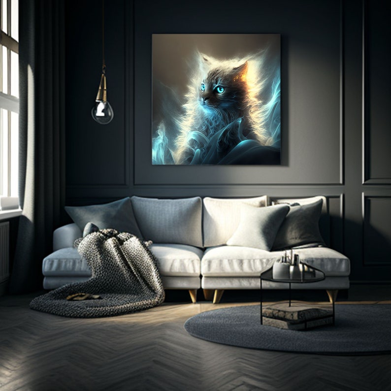 Abstract Cat Art Print - Modern Wall Decor, Unique Gift for Cat Lovers