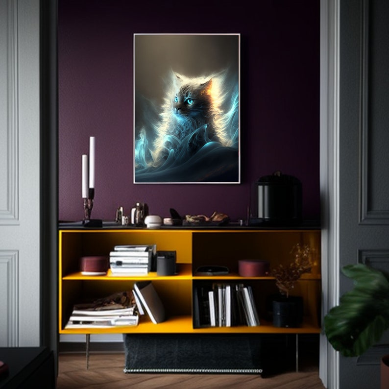 Abstract Cat Art Print - Modern Wall Decor, Unique Gift for Cat Lovers