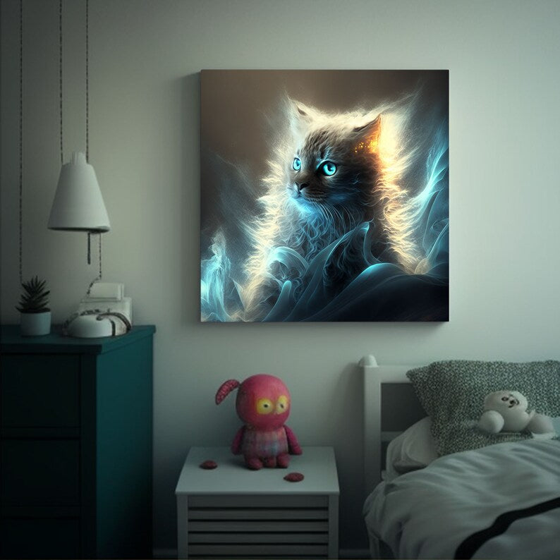 Abstract Cat Art Print - Modern Wall Decor, Unique Gift for Cat Lovers
