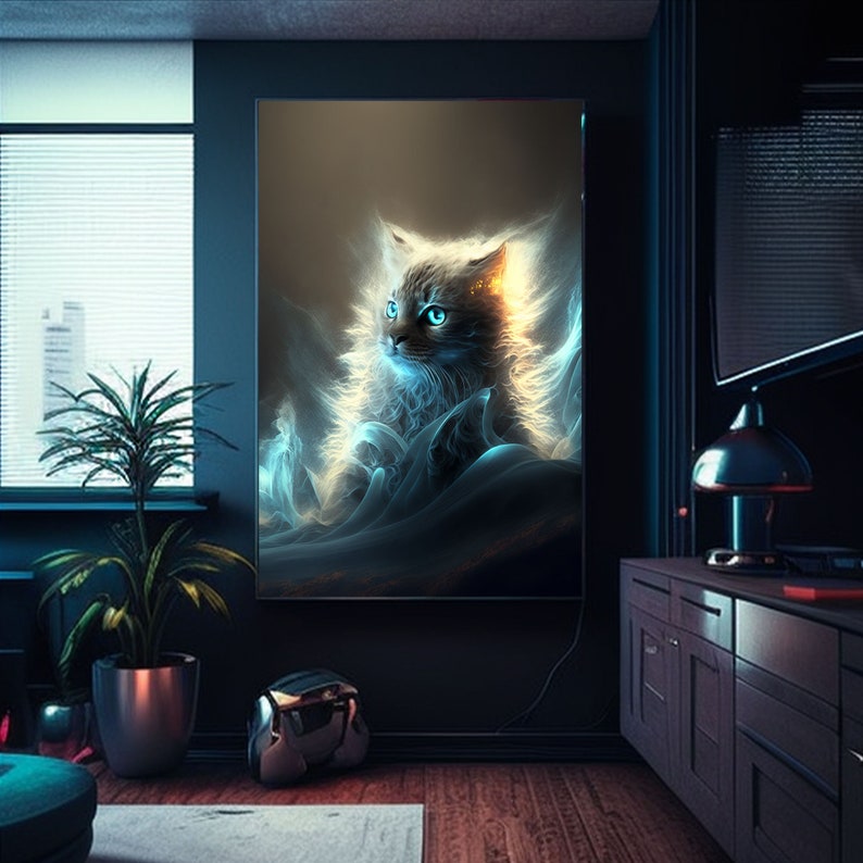 Abstract Cat Art Print - Modern Wall Decor, Unique Gift for Cat Lovers
