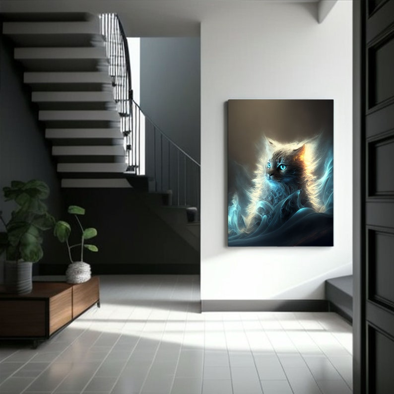 Abstract Cat Art Print - Modern Wall Decor, Unique Gift for Cat Lovers
