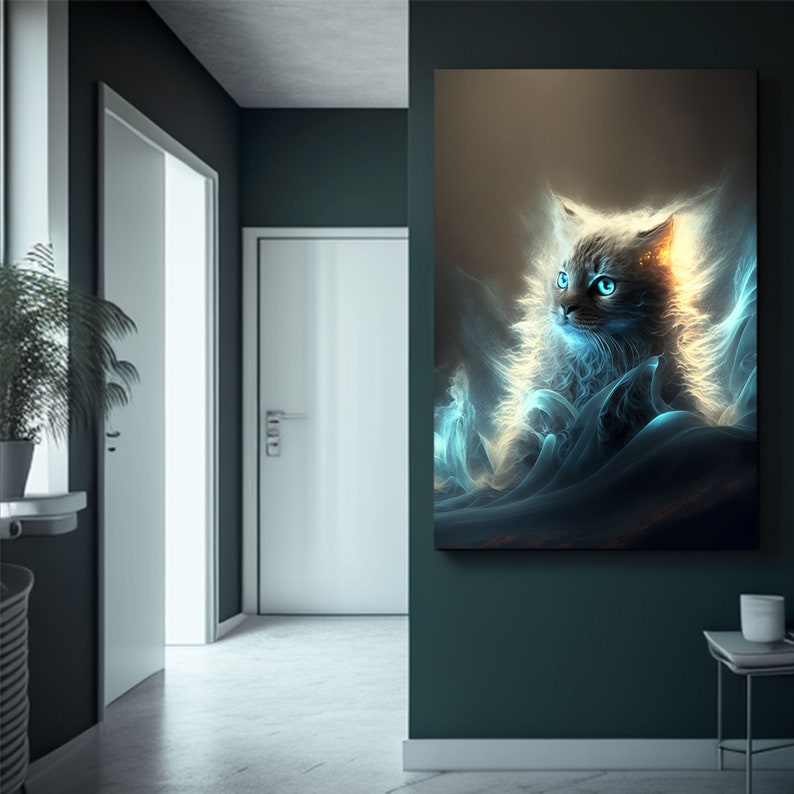 Abstract Cat Art Print - Modern Wall Decor, Unique Gift for Cat Lovers