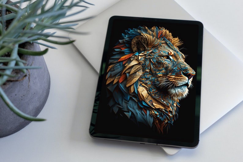 Majestic Lion Portrait Digital Art Print – High-Resolution Wall Art for Home Decor