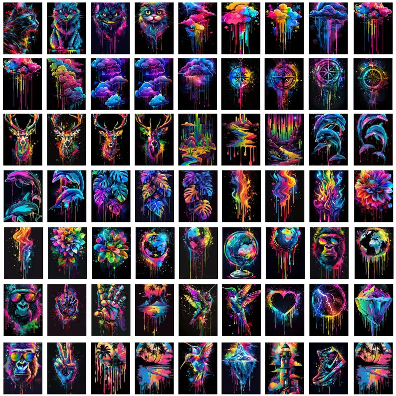 500+ Neon T-Shirt Designs Bundle – Vibrant PNG Graphics for Printing & Merch