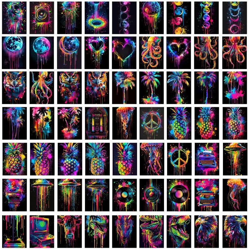 500+ Neon T-Shirt Designs Bundle – Vibrant PNG Graphics for Printing & Merch