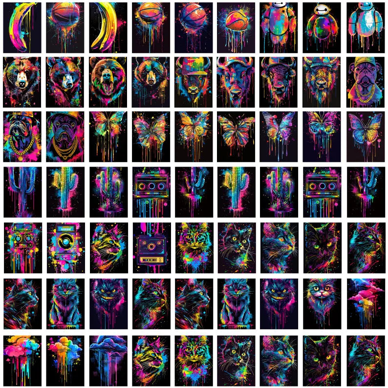 500+ Neon T-Shirt Designs Bundle – Vibrant PNG Graphics for Printing & Merch