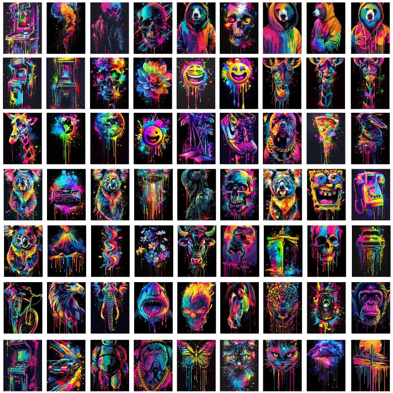 500+ Neon T-Shirt Designs Bundle – Vibrant PNG Graphics for Printing & Merch