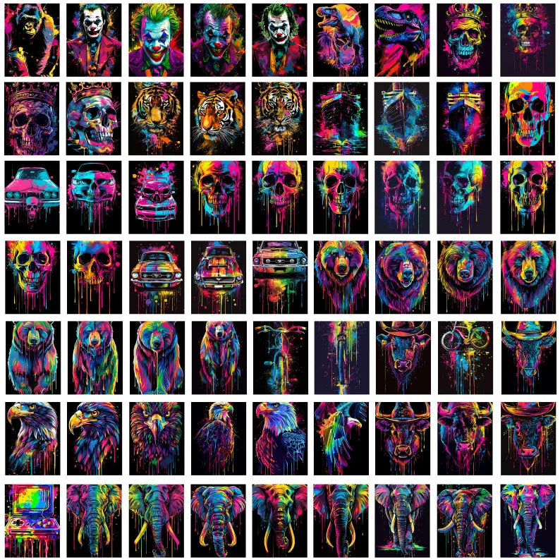 500+ Neon T-Shirt Designs Bundle – Vibrant PNG Graphics for Printing & Merch