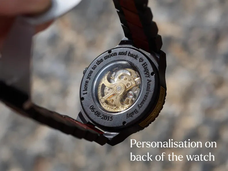 Personalized Engraved Wooden Watch for Men β Custom Gift for Him | Anniversary, Birthday & Wedding Gift
