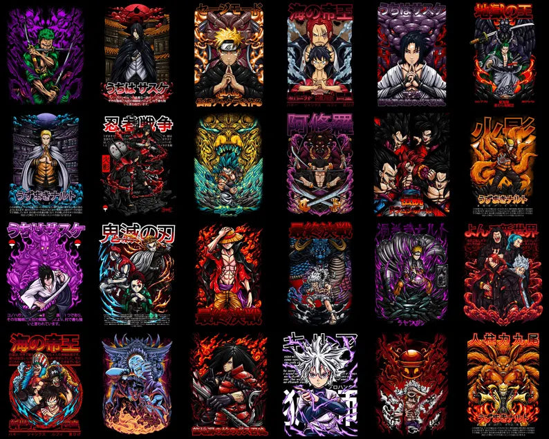 25,000+ Anime T-Shirt Designs Bundle – High-Quality PNG Graphics for Printing