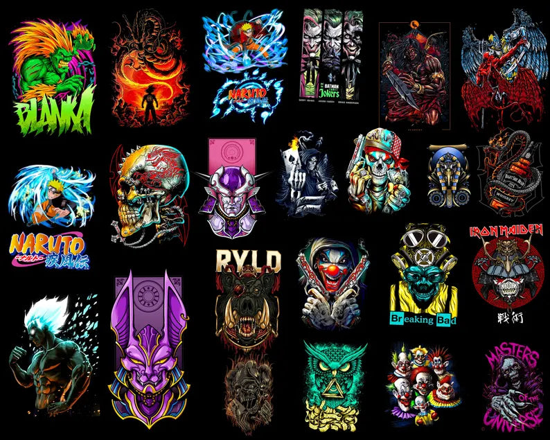 25,000+ Anime T-Shirt Designs Bundle – High-Quality PNG Graphics for Printing
