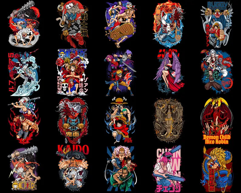25,000+ Anime T-Shirt Designs Bundle – High-Quality PNG Graphics for Printing