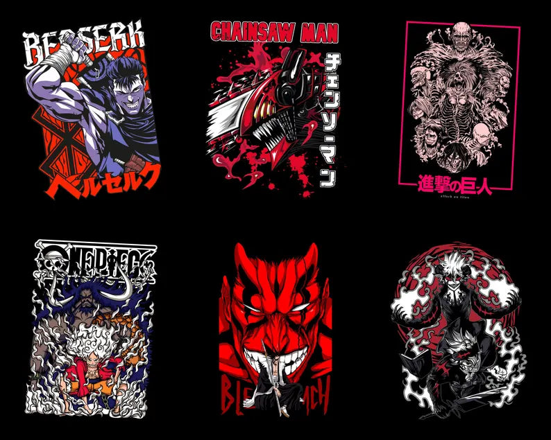 25,000+ Anime T-Shirt Designs Bundle – High-Quality PNG Graphics for Printing