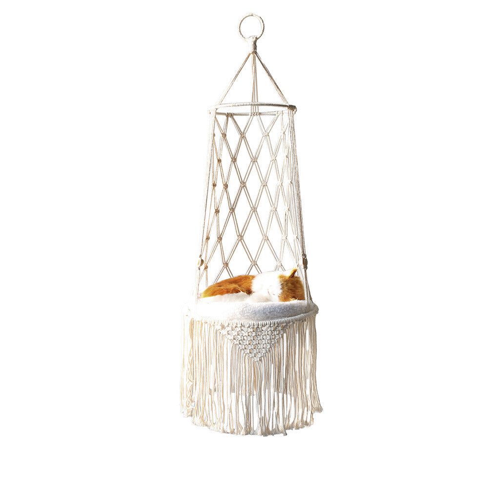 Macrame Hanging Pet Bed Macrame Cat Hammock Wall Hanging Cat Hammock Macrame Cat Bed-Pet Gifts Hammock Macrame Cat Swing