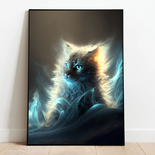 Abstract Cat Art Print - Modern Wall Decor, Unique Gift for Cat Lovers