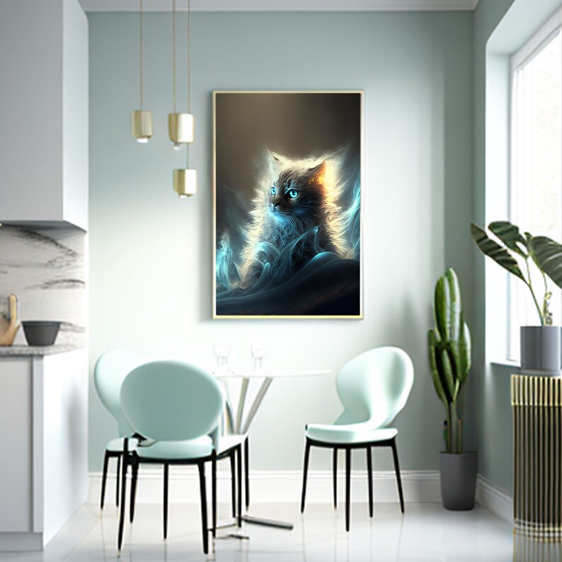 Abstract Cat Art Print - Modern Wall Decor, Unique Gift for Cat Lovers