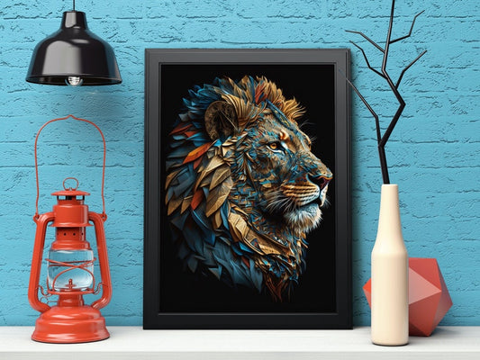 Majestic Lion Portrait Digital Art Print – High-Resolution Wall Art for Home Decor