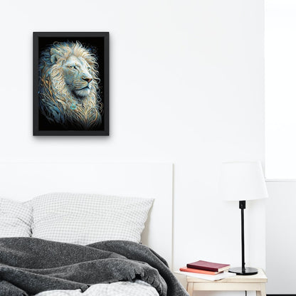 White Lion Digital Art Print – AI-Generated High-Resolution Wall Art for Home Decor