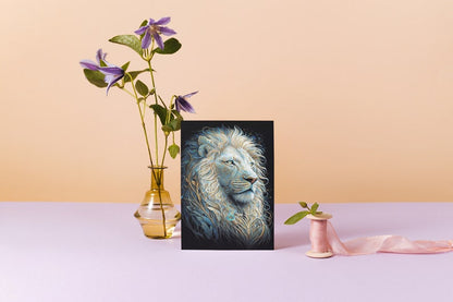 White Lion Digital Art Print – AI-Generated High-Resolution Wall Art for Home Decor