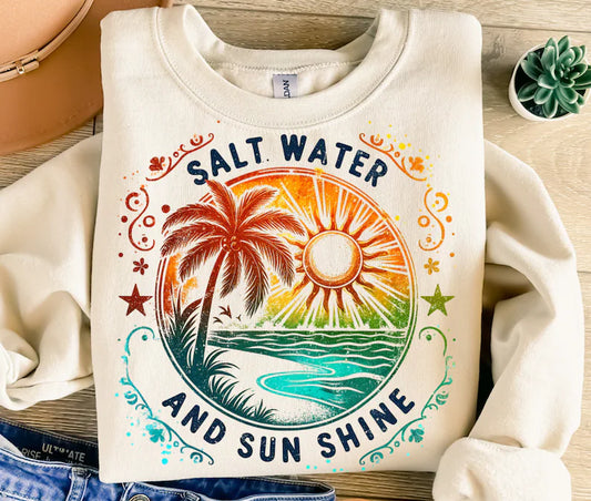 Salt Water and Sunshine PNG – Beach Sublimation Design for T-Shirts & Crafts