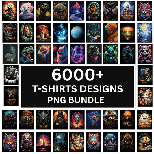 6000+ Artistic T-Shirt Designs Bundle – Colorful PNG Graphics for Men, Women, and Kids