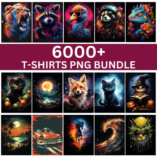 6000+ T-Shirt Designs Bundle – Colorful PNG Graphics for Print & Merch