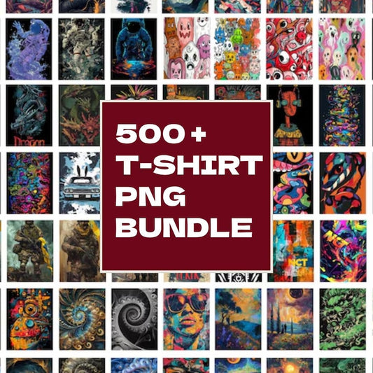 500+ Colorful T-Shirt Designs Bundle – Vibrant PNG Graphics for Crafts & Printing